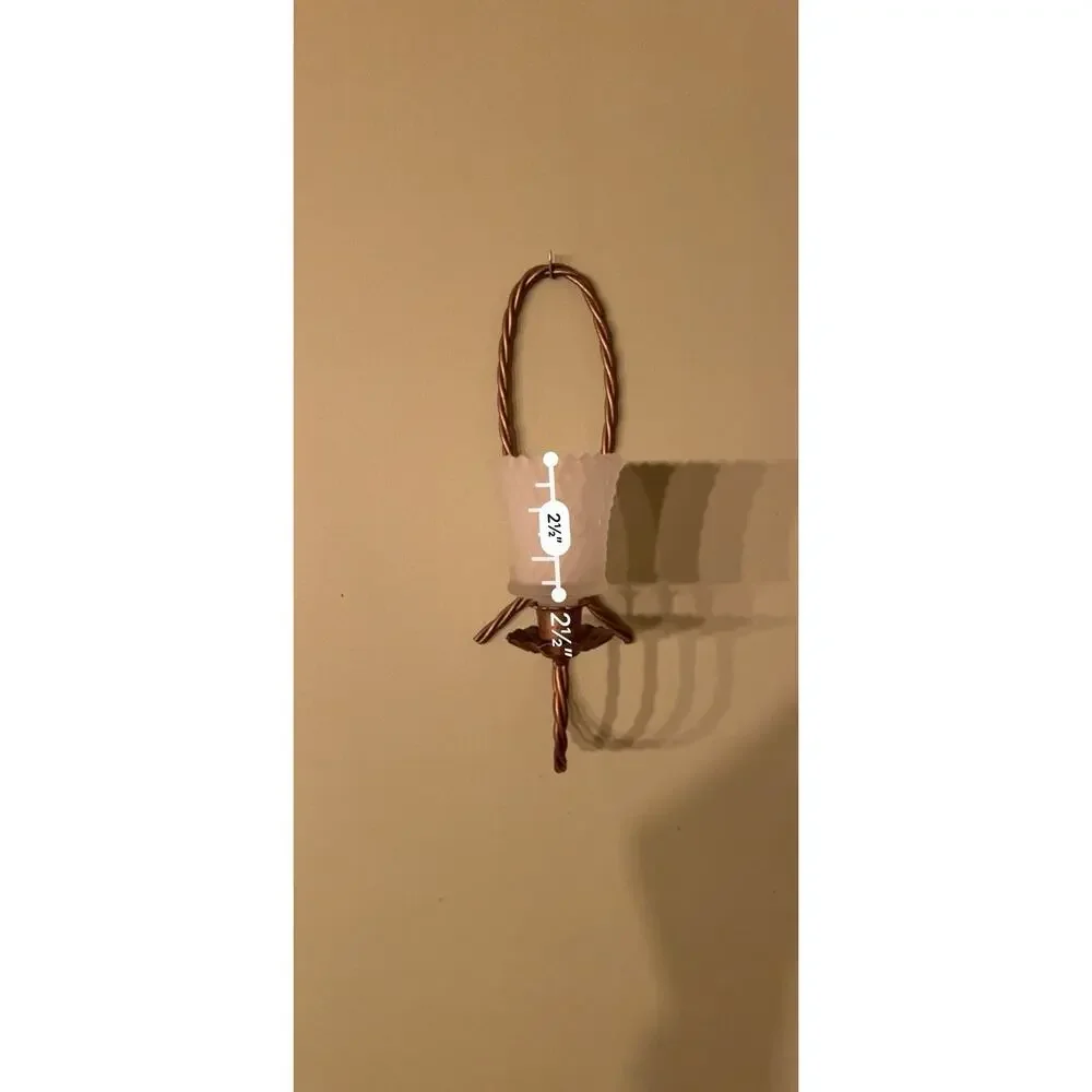 2 VTG Gold Twisted Rope Wall Sconce Candle Holders w/Hobnail Frost Glass Votives